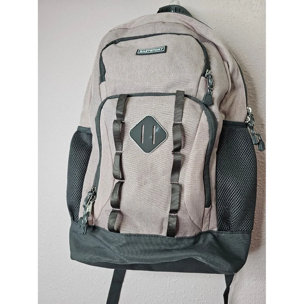 Eastsport Pink Gray Heathered Multi-Pocket Backpack School Travel Bag